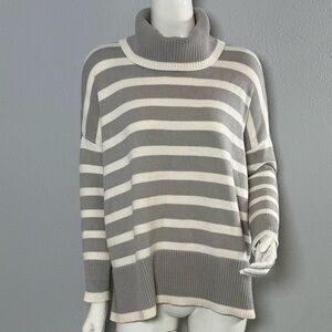 LOFT Petites. Striped Turtleneck Poncho Sweater.